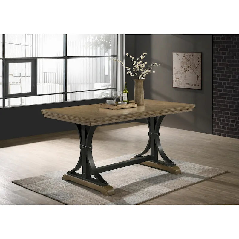 Ensemble de salle à manger Roundhill Furniture Birmingham 6 pièces, table et chaises à tête cloutée, finition bois flotté, hauteur comptoir
