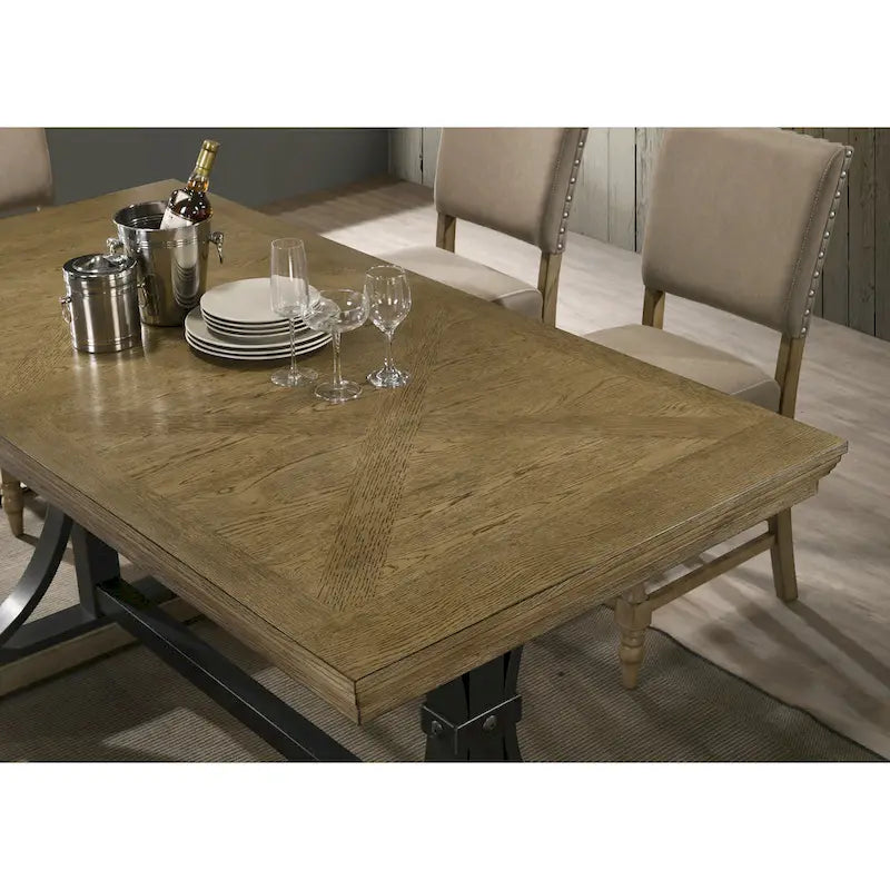 Ensemble de salle à manger Roundhill Furniture Birmingham 6 pièces, table et chaises à tête cloutée, finition bois flotté, hauteur comptoir-3