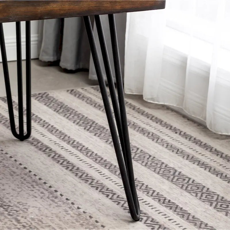 Table de salle à manger Aryven, design industriel en métal, pin foncé rustique-5