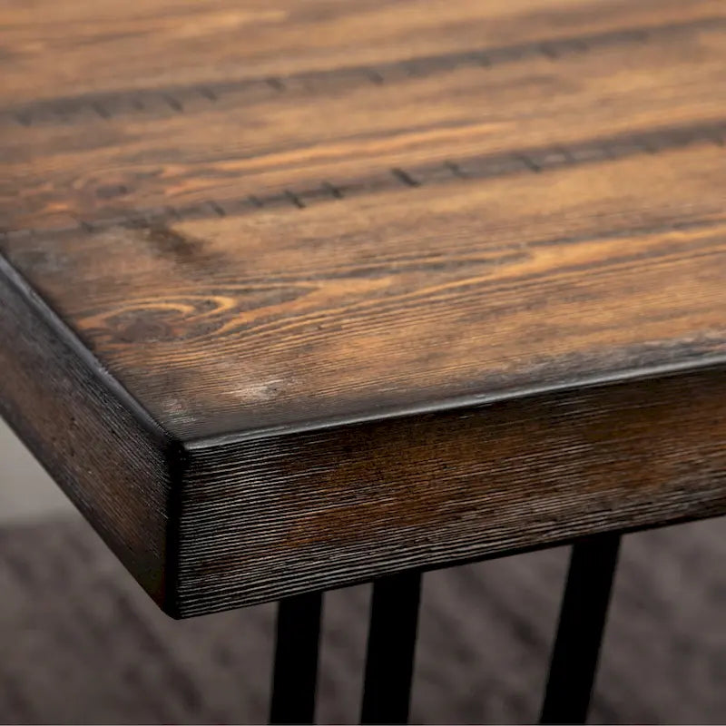 Table de salle à manger Aryven, design industriel en métal, pin foncé rustique-7