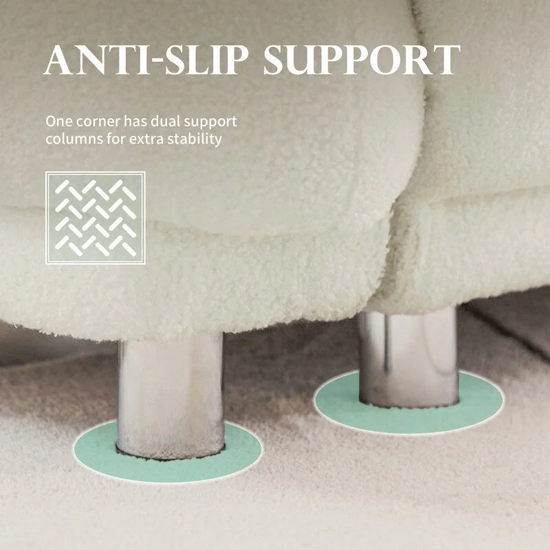 Canapé pain en velours Teddy 86,5 cm avec coussins blancs-5