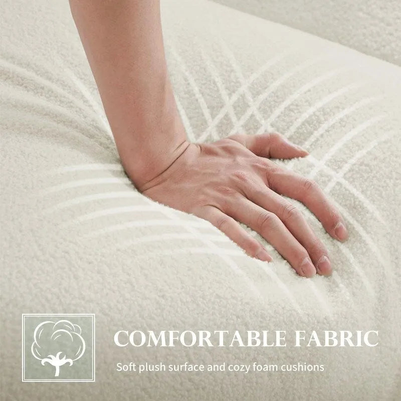 Canapé pain en velours Teddy 86,5 cm avec coussins blancs-6