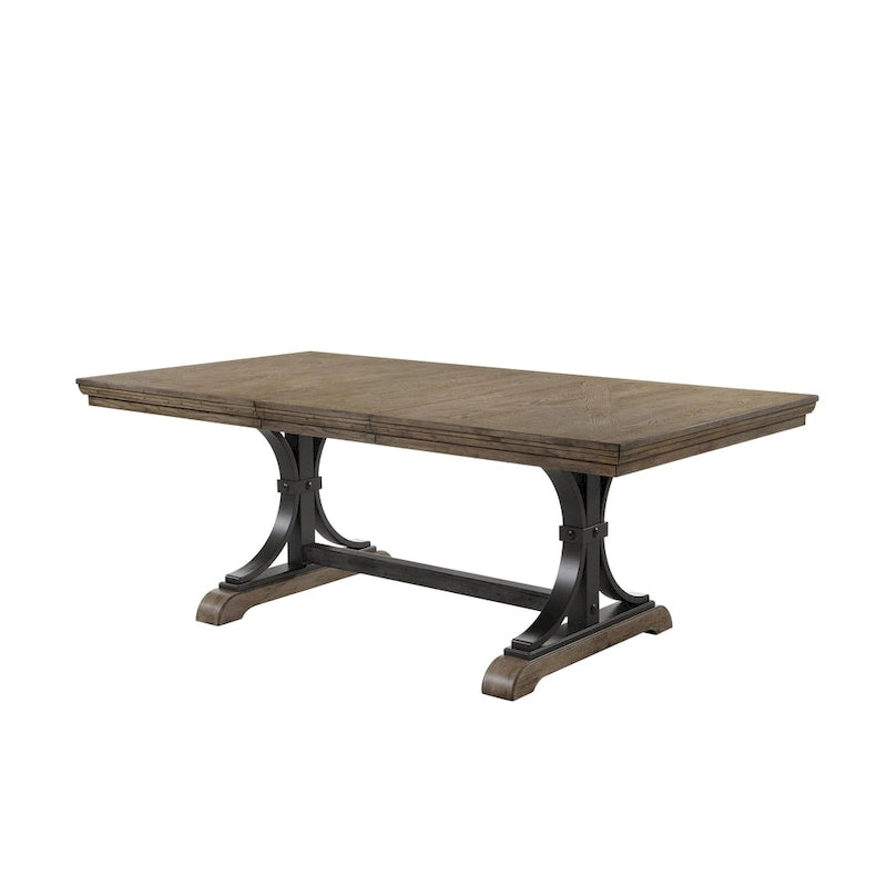 Ensemble de salle à manger Roundhill Furniture Birmingham 7 pièces, table et chaises à clous décoratifs, finition bois flotté-3