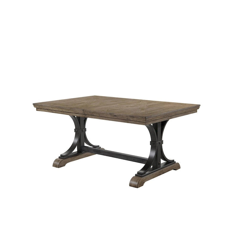 Ensemble de salle à manger Roundhill Furniture Birmingham 7 pièces, table et chaises à clous décoratifs, finition bois flotté-4