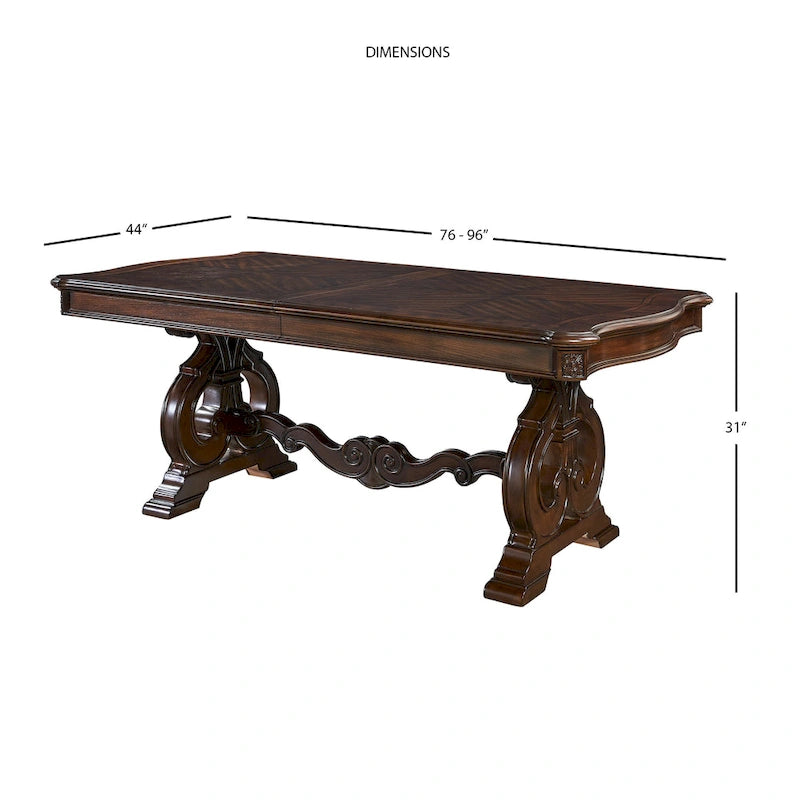 Table de salle à manger traditionnelle Steve Silver Richland de 244 cm (96 pouces), marron-8