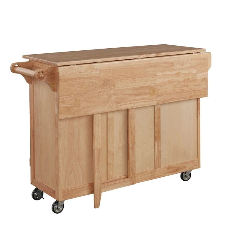 Chariot de cuisine en bois naturel avec bar à petit-déjeuner-6
