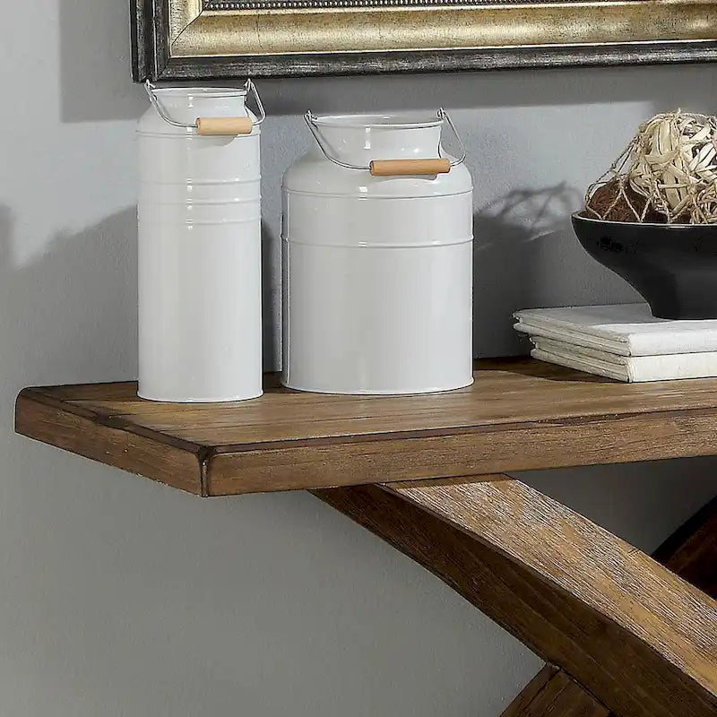 Table d'appoint Vown Rustic Oak en bois massif de 122 cm (48 pouces) à une étagère, par Furniture of America-2