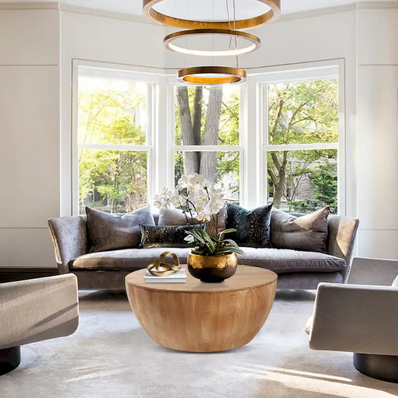 35.43Vintage Style Bucket Shaped Coffee Table for Living Room