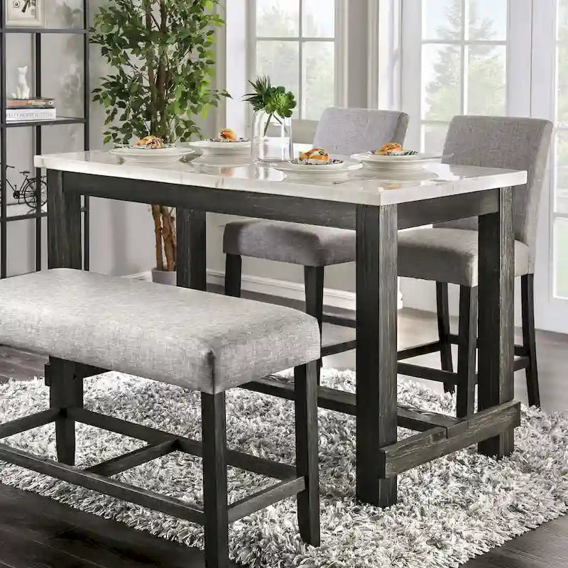 Furniture of America Shap Rustic Black 60-inch Counter Height Table