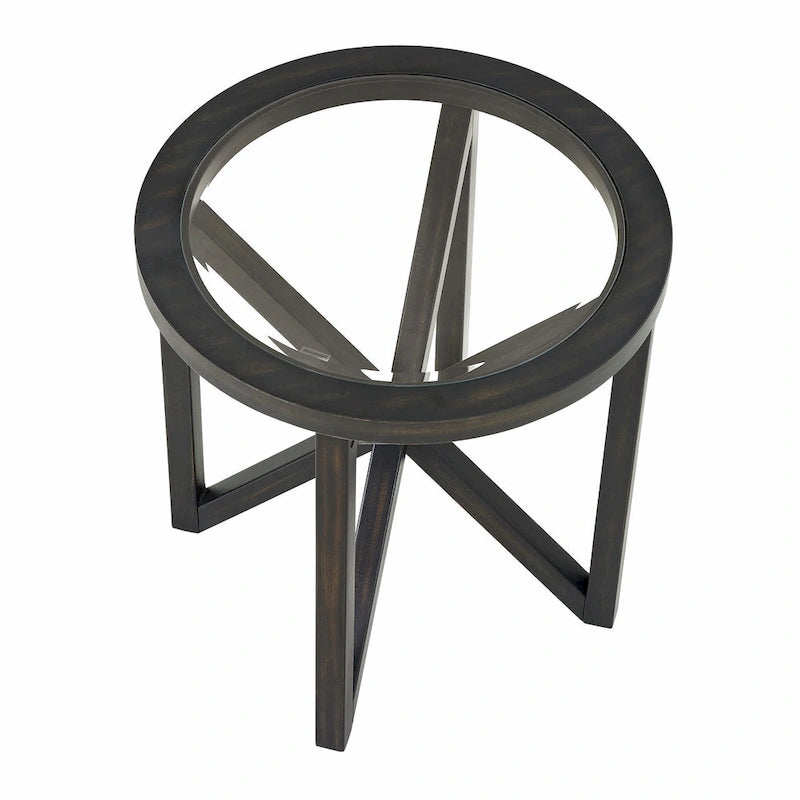 Table basse élégante en verre avec piètement en bois massif-4