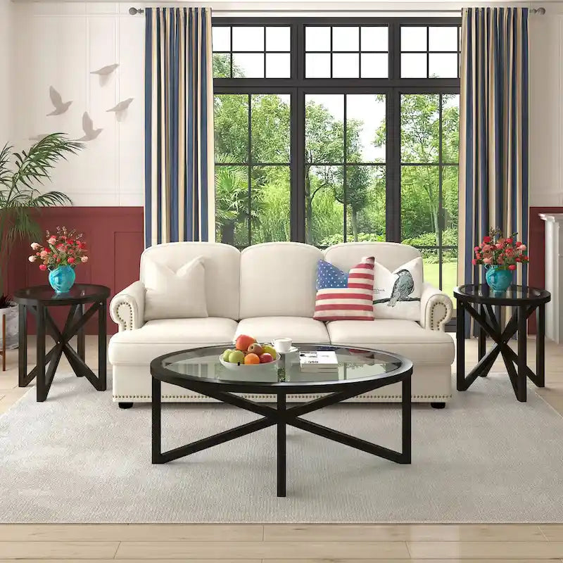 Table basse élégante en verre avec piètement en bois massif-7