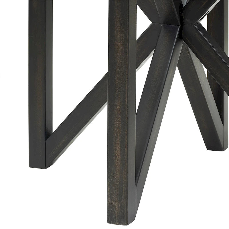 Table basse élégante en verre avec piètement en bois massif-9