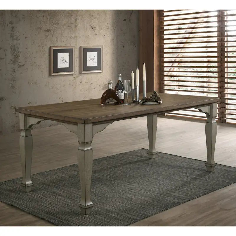 Ensemble de salle à manger Roundhill Furniture Breda en bois finition gris antique et chêne foncé, table et six chaises-2