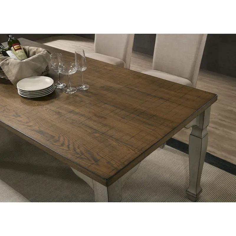 Ensemble de salle à manger Roundhill Furniture Breda en bois finition gris antique et chêne foncé, table et six chaises-3