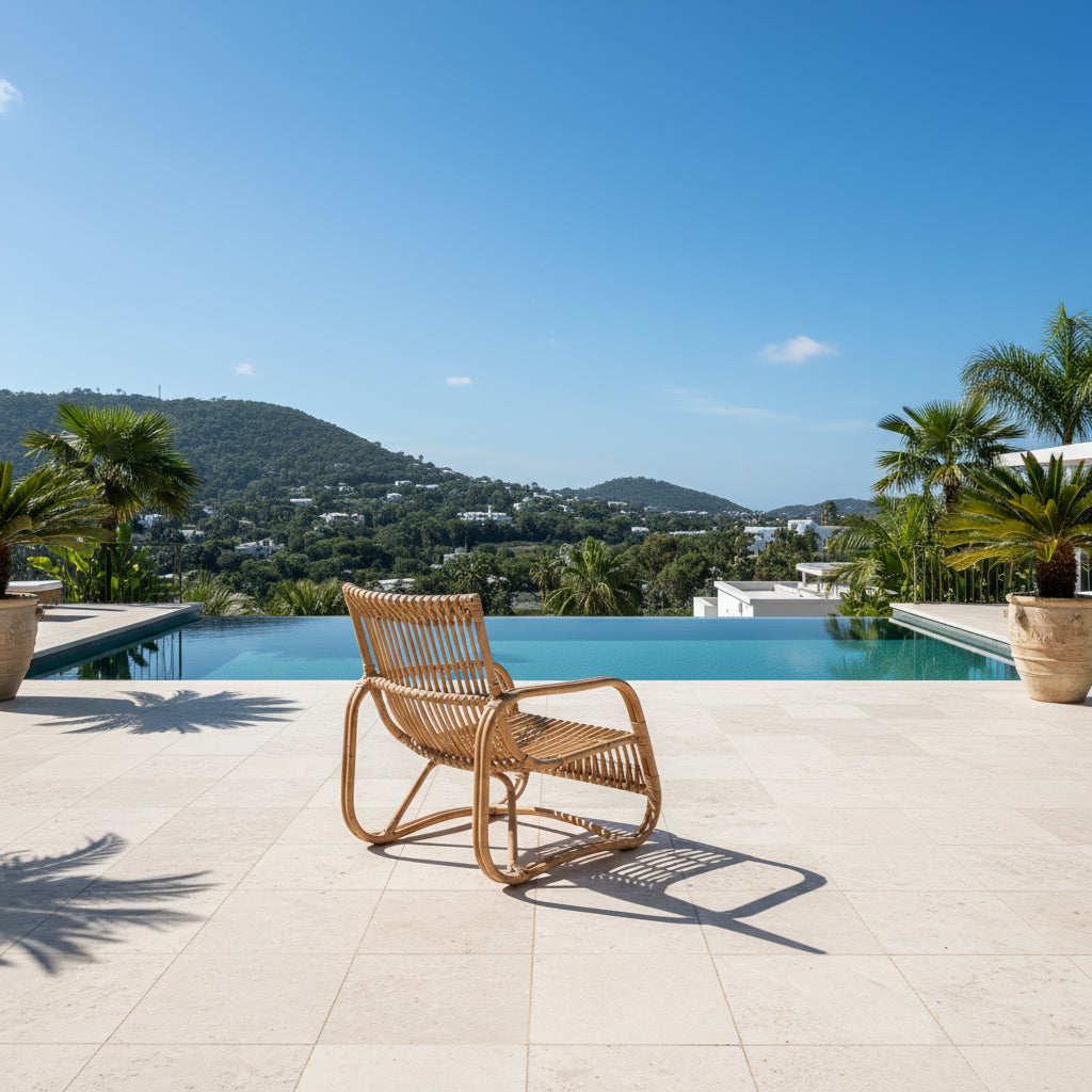 Fauteuil d'appoint Blanca en rotin naturel, style bohème moderne