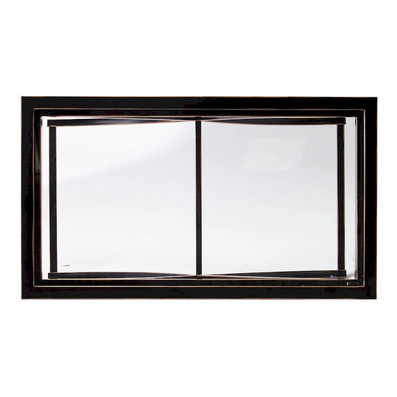 Table basse glamour SEI Furniture Bugleweed en métal vieilli noir/cuivre et verre trempé-4