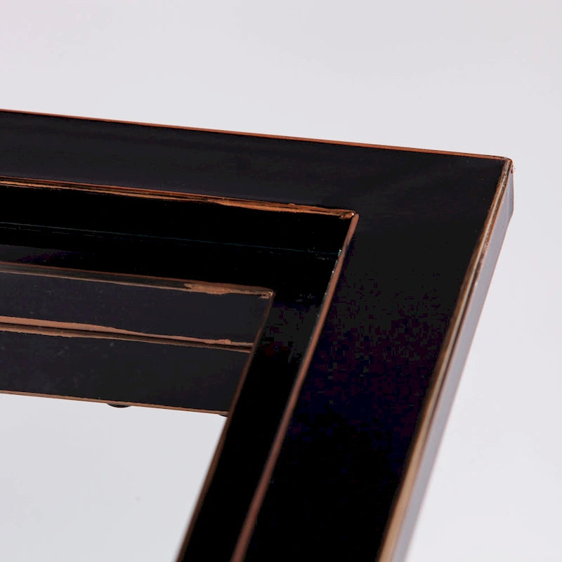 Table basse glamour SEI Furniture Bugleweed en métal vieilli noir/cuivre et verre trempé-5