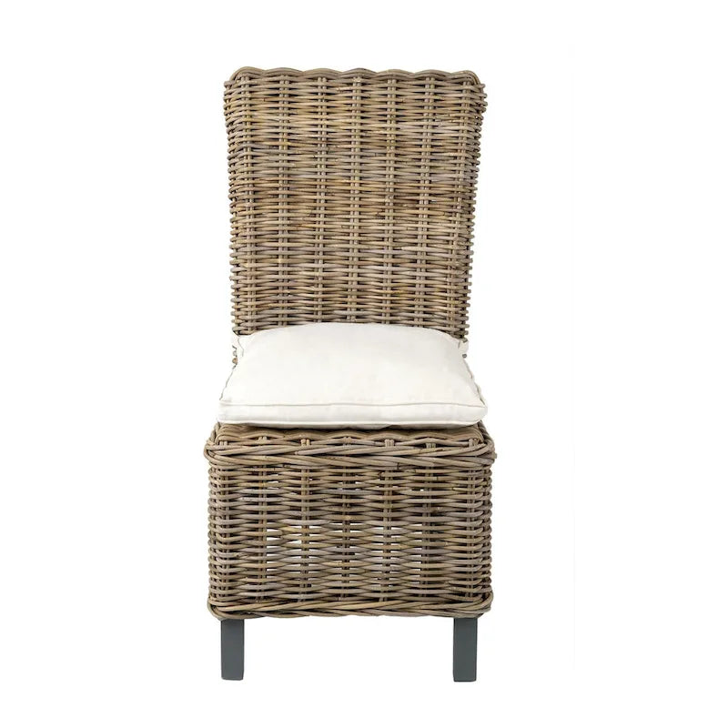 Chaises de salle à manger rembourrées en rotin naturel (ensemble de 2) par East at Main-5