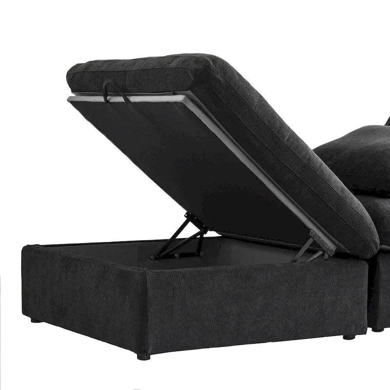 Canapé d'angle 4 pièces en lin moderne, style minimaliste, garni de duvet, style Commix-11