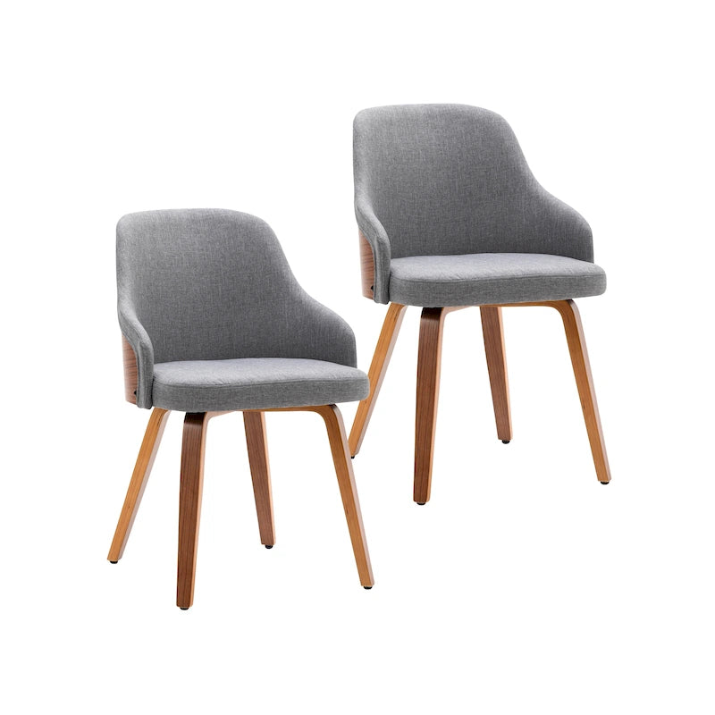 Ensemble de 2 chaises de salle à manger Porthos Home Hye, revêtement en tissu, pieds en bois courbé-22