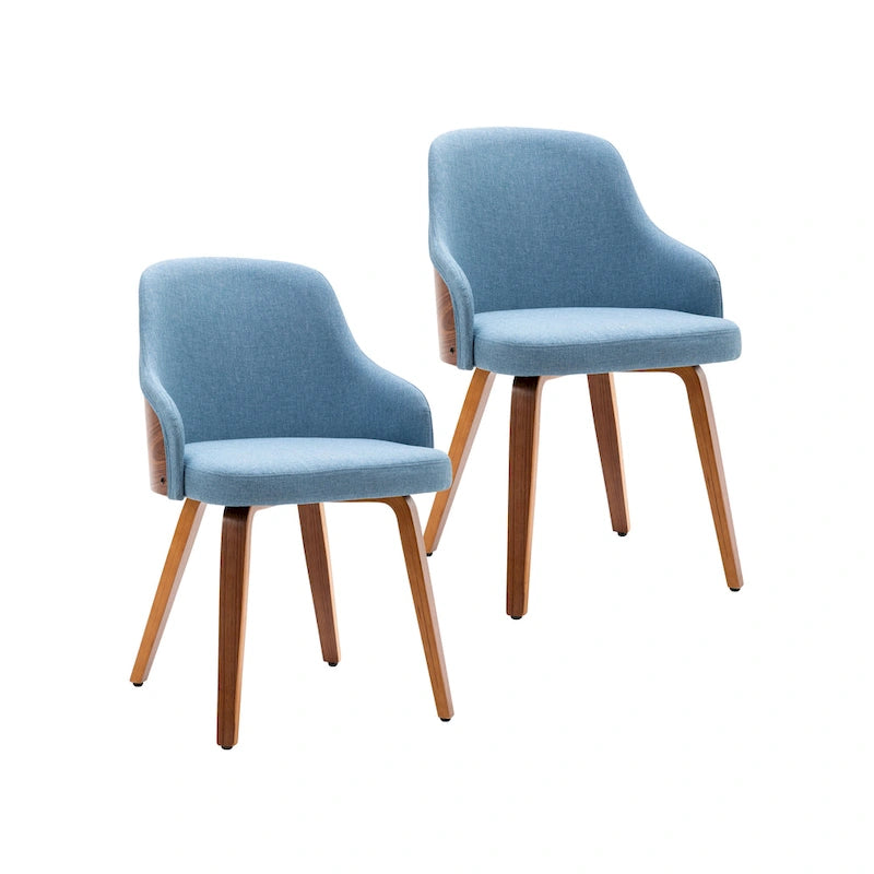 Ensemble de 2 chaises de salle à manger Porthos Home Hye, revêtement en tissu, pieds en bois courbé-2