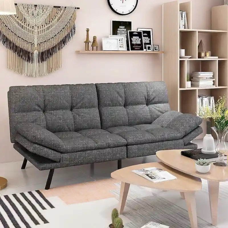 Canapé-lit futon, canapé pliable en mousse à mémoire de forme, convertible en lit de jour avec accoudoirs réglables pour petits espaces-26