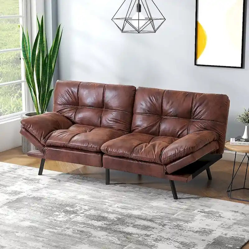 Canapé-lit futon, canapé pliable en mousse à mémoire de forme, convertible en lit de jour avec accoudoirs réglables pour petits espaces-27