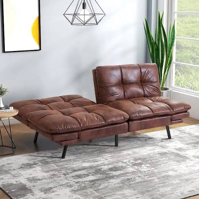 Canapé-lit futon, canapé pliable en mousse à mémoire de forme, convertible en lit de jour avec accoudoirs réglables pour petits espaces-9