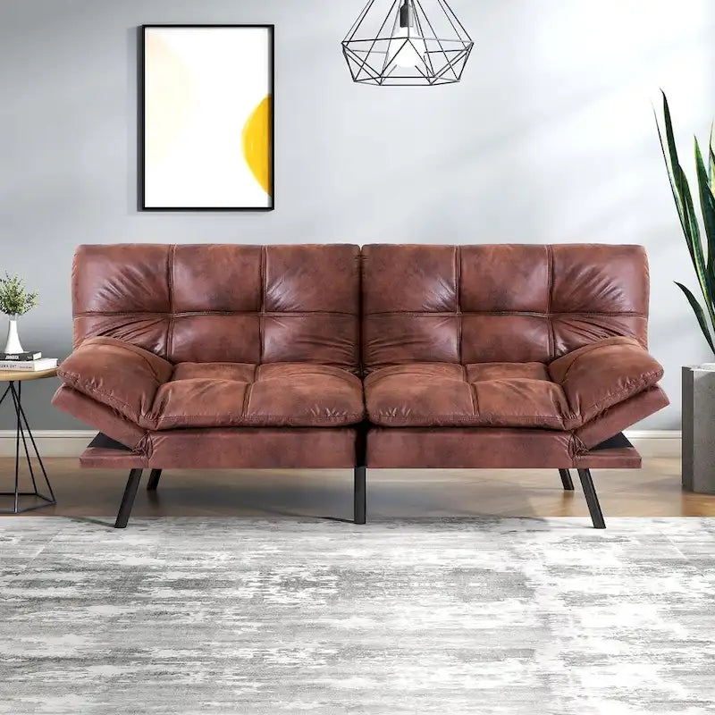 Canapé-lit futon, canapé pliable en mousse à mémoire de forme, convertible en lit de jour avec accoudoirs réglables pour petits espaces-10
