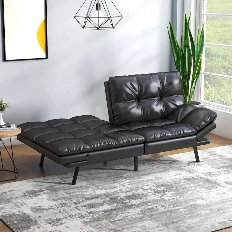 Canapé-lit futon, canapé pliable en mousse à mémoire de forme, convertible en lit de jour avec accoudoirs réglables pour petits espaces-18