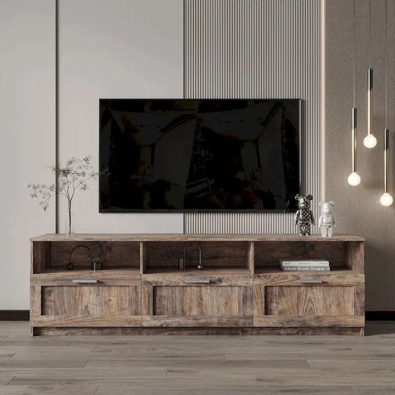 Meuble TV minimaliste moderne, support TV 80 pouces, casier ouvert, salon, chambre-26