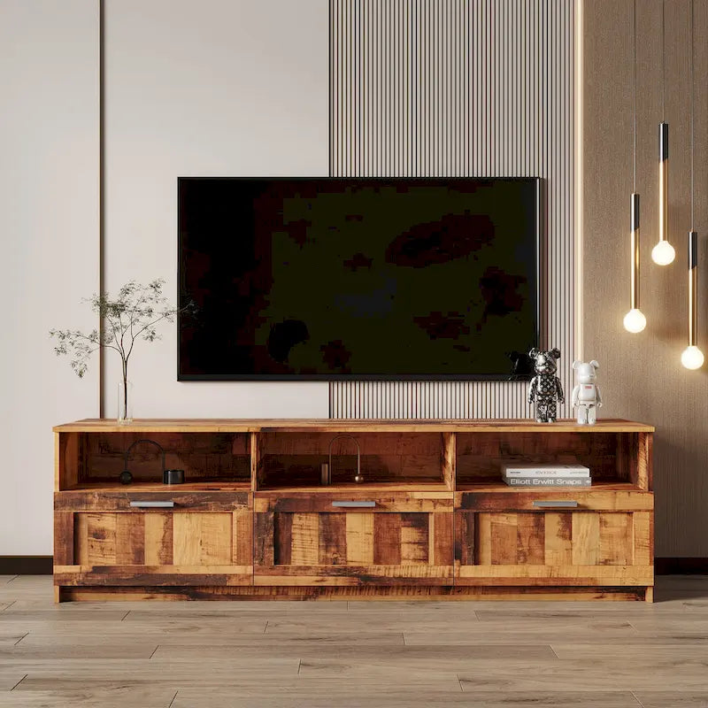 Meuble TV minimaliste moderne, support TV 80 pouces, casier ouvert, salon, chambre-3