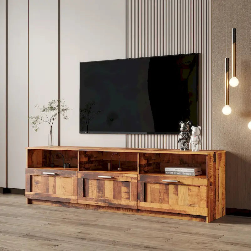 Meuble TV minimaliste moderne, support TV 80 pouces, casier ouvert, salon, chambre-4