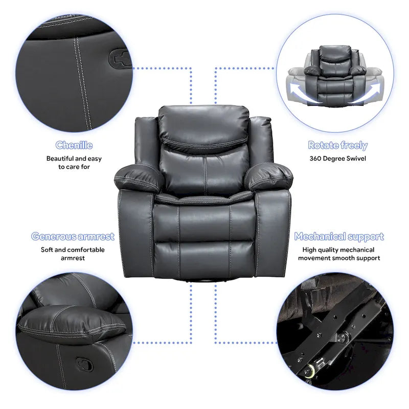 Fauteuil inclinable à bascule pivotant à 360 degrés-13