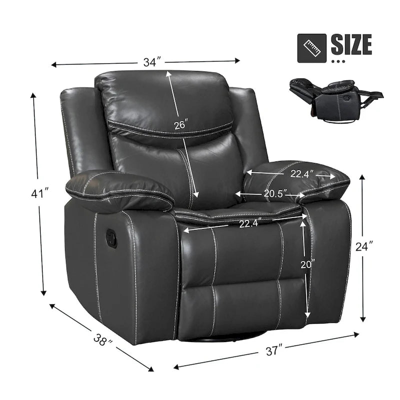 Fauteuil inclinable à bascule pivotant à 360 degrés-16