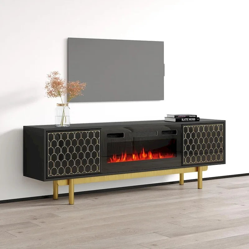 Meuble TV avec cheminée Karp BL-EF
