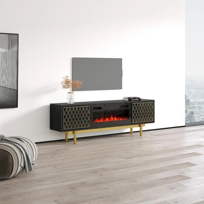 Meuble TV avec cheminée Karp BL-EF-3