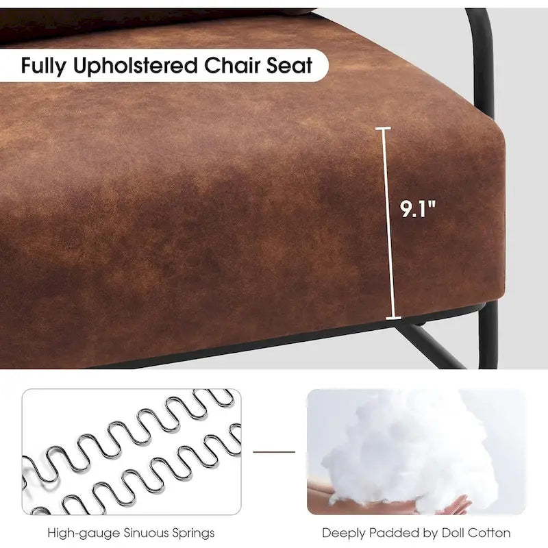 Ensemble de 2 fauteuils d'appoint modernes MCombo avec pieds en acier, revêtement en tissu Leathaire HQ102-8