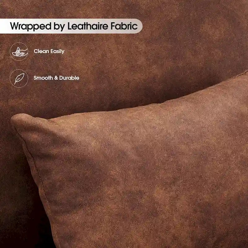 Ensemble de 2 fauteuils d'appoint modernes MCombo avec pieds en acier, revêtement en tissu Leathaire HQ102-9