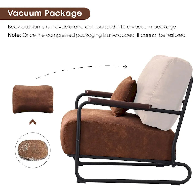 Ensemble de 2 fauteuils d'appoint modernes MCombo avec pieds en acier, revêtement en tissu Leathaire HQ102-10