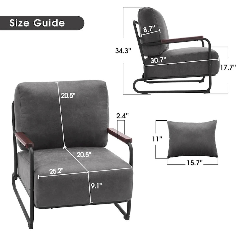 Ensemble de 2 fauteuils d'appoint modernes MCombo avec pieds en acier, revêtement en tissu Leathaire HQ102-14