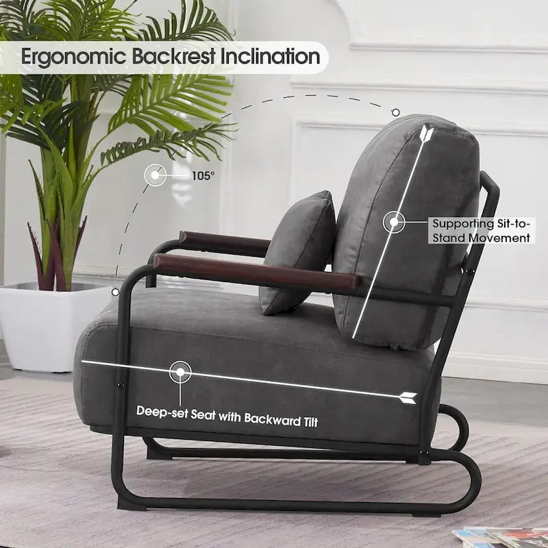 Ensemble de 2 fauteuils d'appoint modernes MCombo avec pieds en acier, revêtement en tissu Leathaire HQ102-15