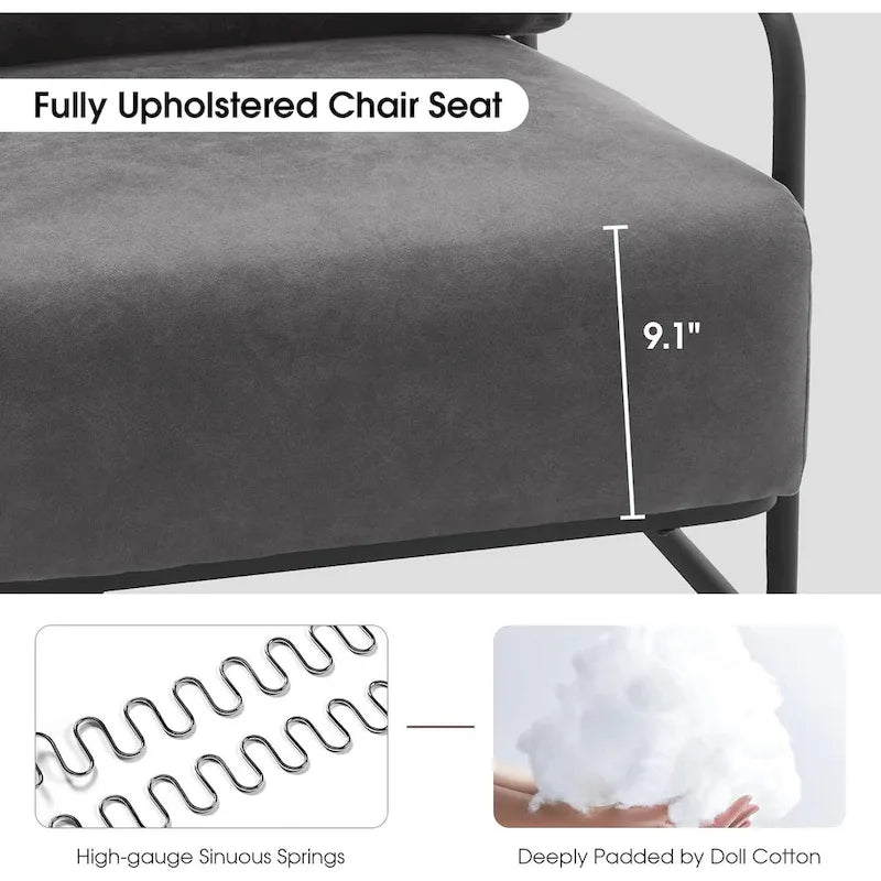 Ensemble de 2 fauteuils d'appoint modernes MCombo avec pieds en acier, revêtement en tissu Leathaire HQ102-16