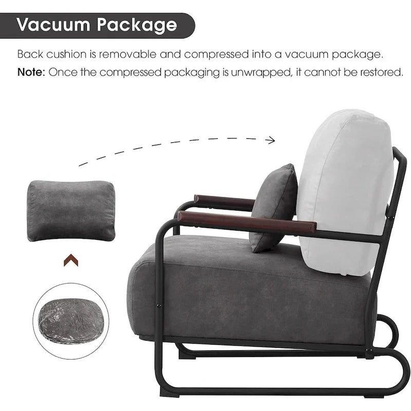 Ensemble de 2 fauteuils d'appoint modernes MCombo avec pieds en acier, revêtement en tissu Leathaire HQ102-18