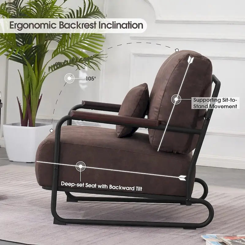 Ensemble de 2 fauteuils d'appoint modernes MCombo avec pieds en acier, revêtement en tissu Leathaire HQ102-23