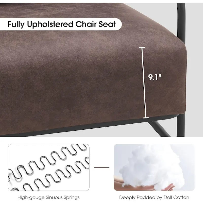 Ensemble de 2 fauteuils d'appoint modernes MCombo avec pieds en acier, revêtement en tissu Leathaire HQ102-24