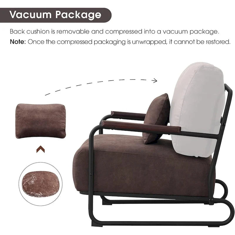 Ensemble de 2 fauteuils d'appoint modernes MCombo avec pieds en acier, revêtement en tissu Leathaire HQ102-26
