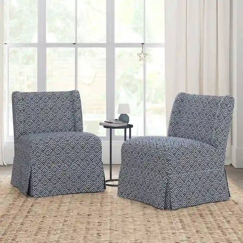 Fauteuil crapaud Falk de style transitionnel, rembourré, avec housse et pieds en bois massif, lot de 2 par HULALA HOME-36
