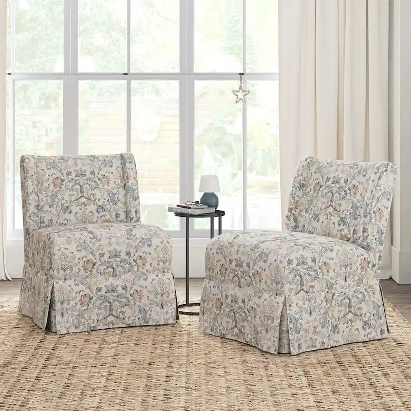 Fauteuil crapaud Falk de style transitionnel, rembourré, avec housse et pieds en bois massif, lot de 2 par HULALA HOME-39