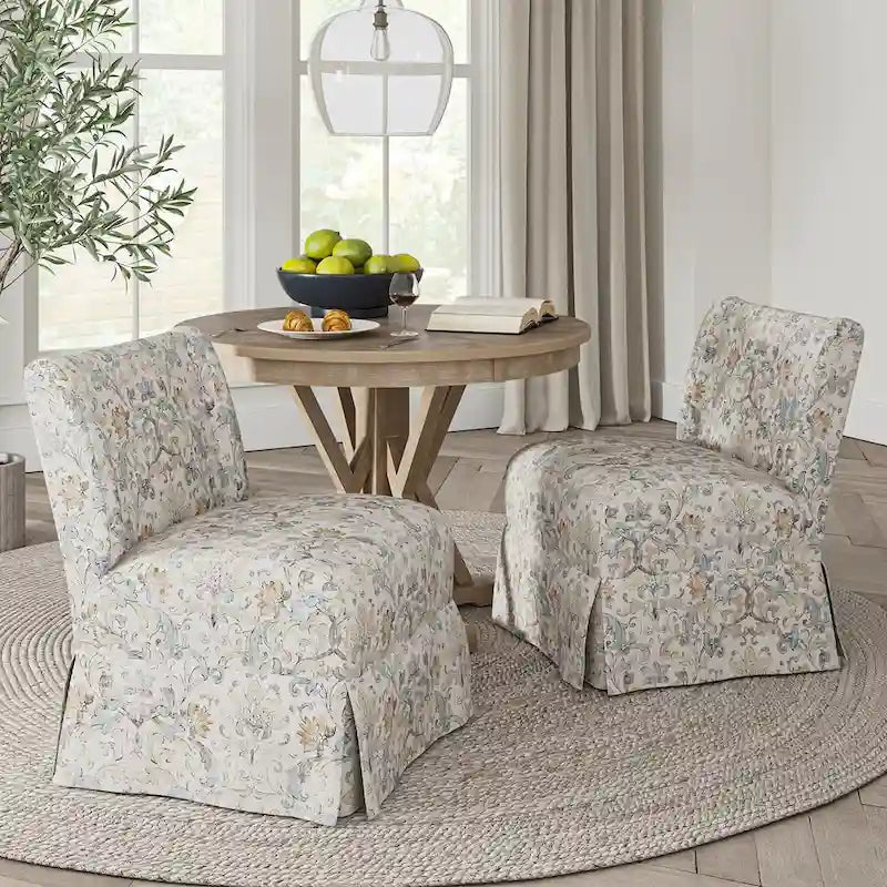 Fauteuil crapaud Falk de style transitionnel, rembourré, avec housse et pieds en bois massif, lot de 2 par HULALA HOME-3